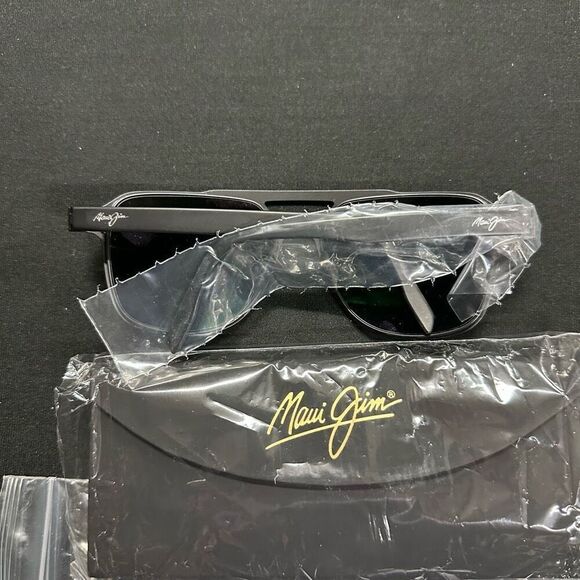 New Maui Jim 2nd Reef Square Aviator Black Sunglasses 607-02 - Picture 4 of 7
